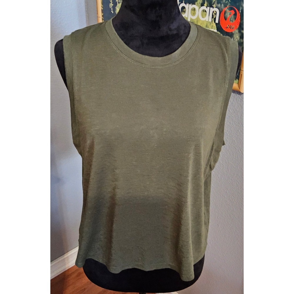 Athleta Olive Green Sleeveless Tank Top Women Large Athleisure Basic Minimalist
